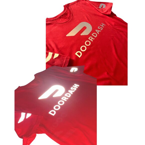Reflective DoorDash Tshirt Food Delivery Driver (Red Black Dash T-shirt) - Picture 9 of 12